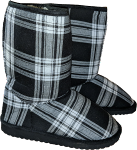 Women's Ugg Style Boots - Black and White Checkered